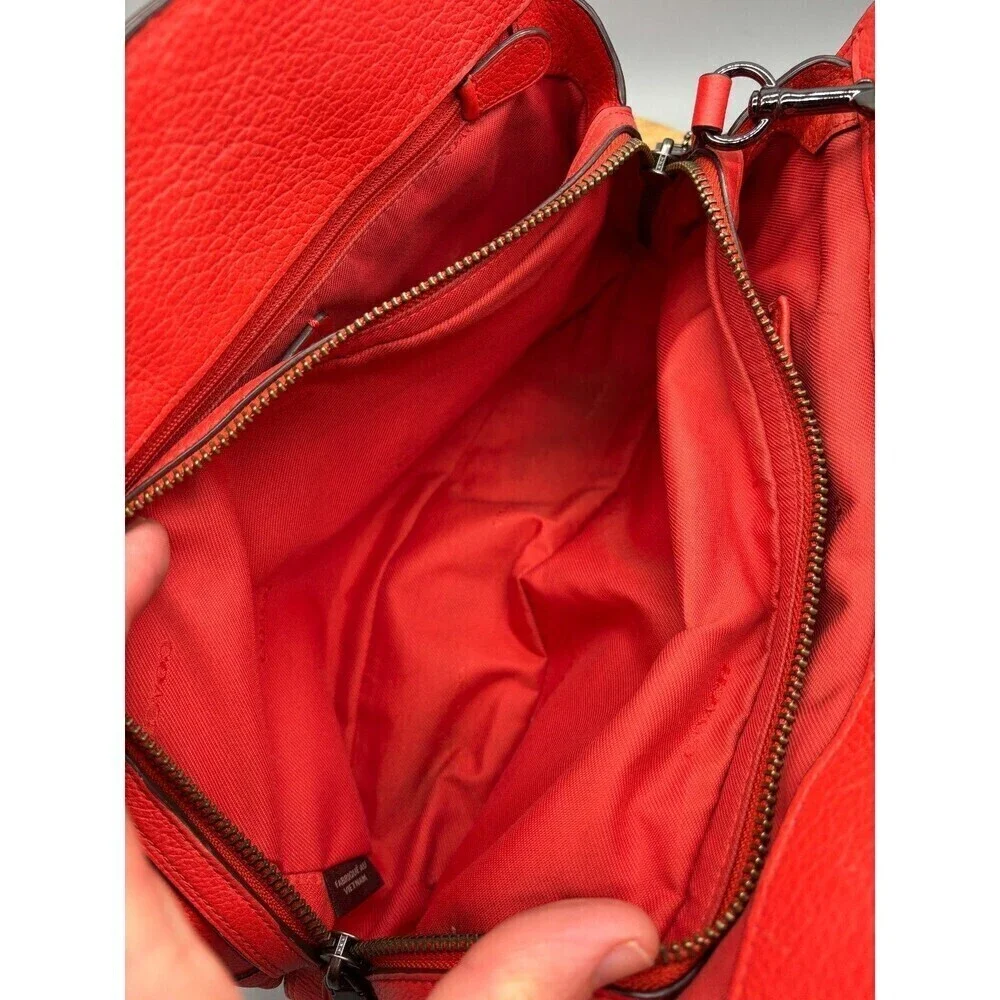 Coach Mercer Red Grain Leather Satchel 30 Purse Shoulder Hand Bag Style 37575